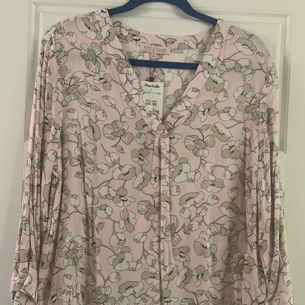Three quarter sleeve dress shirt. Light pink and beige. Spring and summer ready